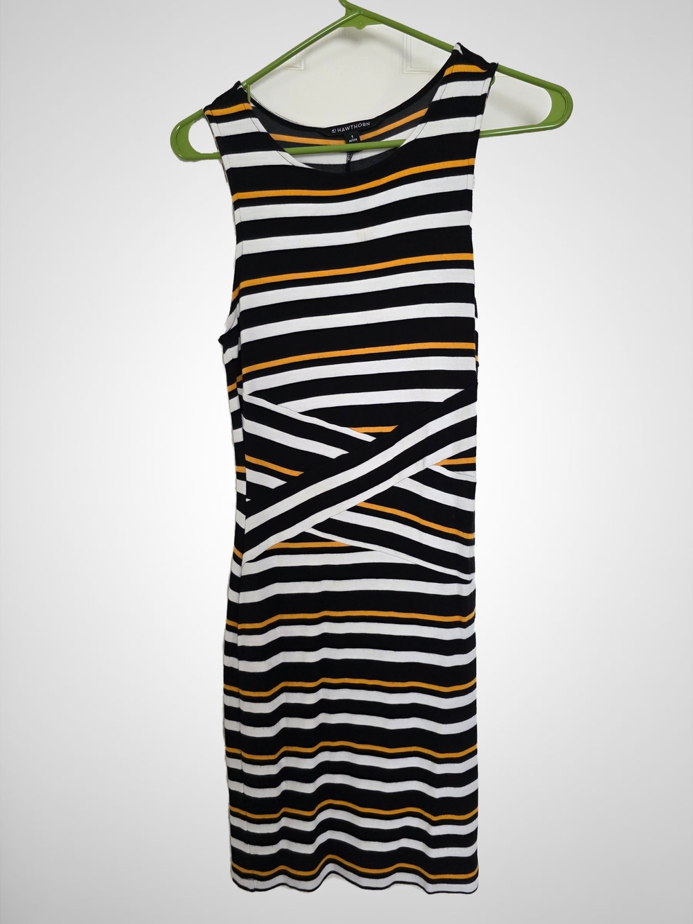 41 Hawthorn Black, White & Mustard Striped Midi Dress